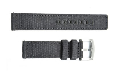 Canvas cotton washable watch strap, 22mm, Grey, JP-CWB007-22C-8A