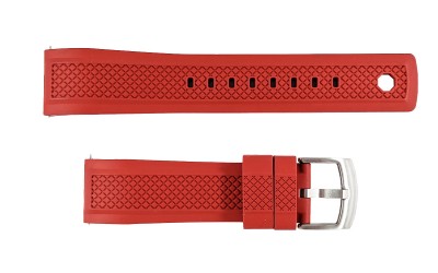 Sporty FKM rubber watch strap with locking feature, 20mm, Red, JP-RWB042-20P-4A