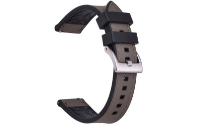 Hybrid Leather FKM Rubber Watch Strap, 20 mm, Grey, JP-RWB086-20PL-8A