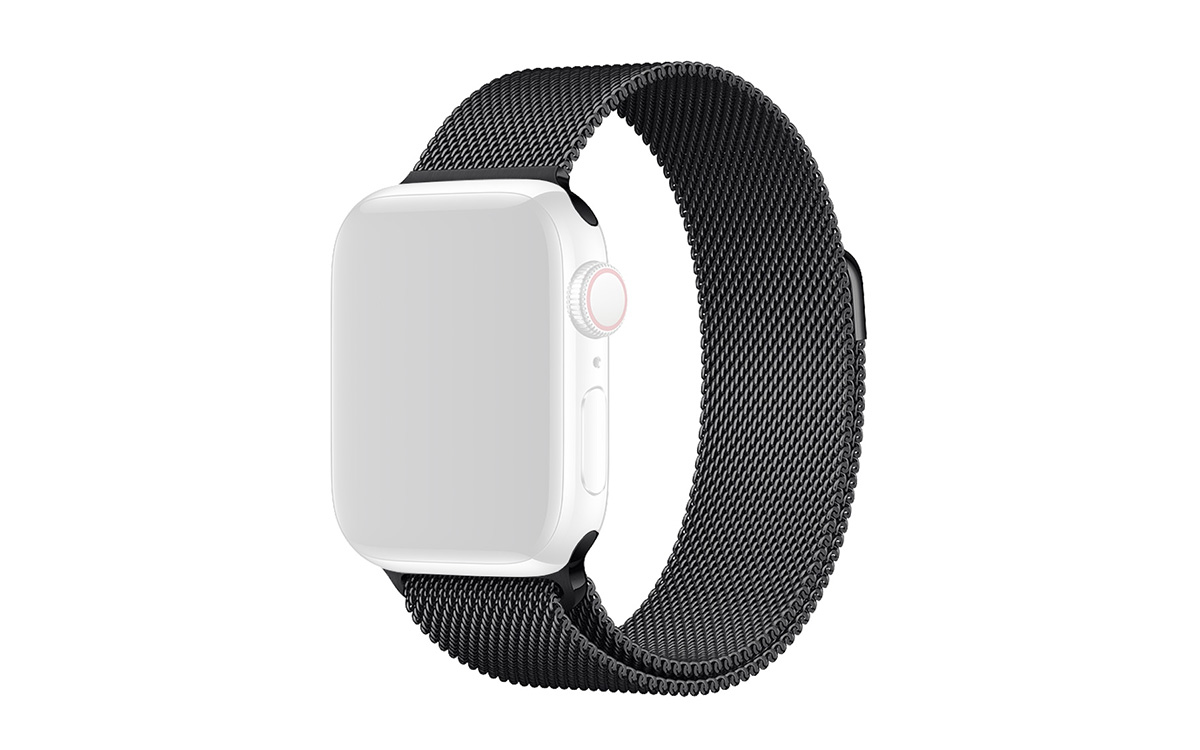 Mesh stainless steel band for Apple Watch 42/44/45/49 mm, Black, RSG-01-00A-1