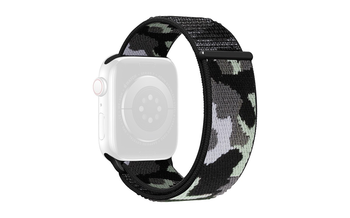 Camouflage textile strap for Apple Watch 42/44/45/49 mm, Black military pattern, RSN-01-00A-1