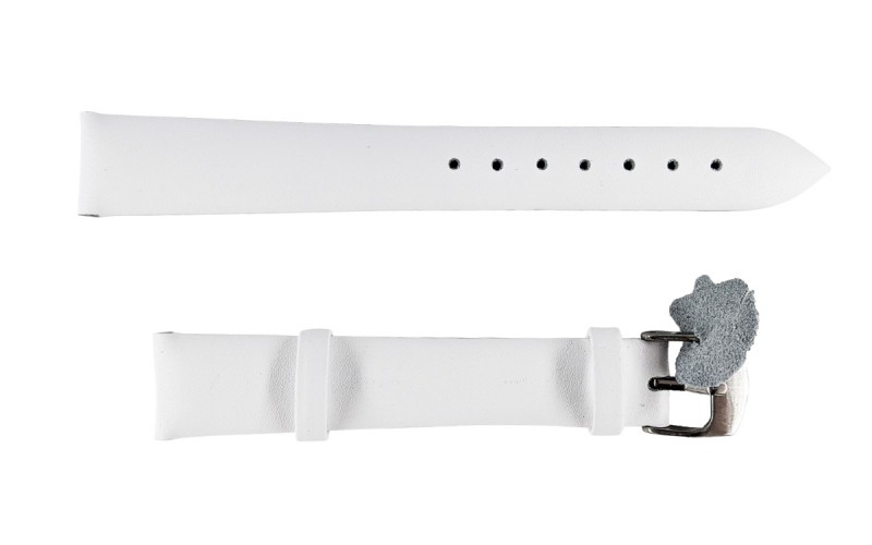 Smooth matte leather watch strap, 18mm, White, CP000301.18.22
