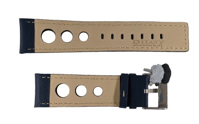 Rally racing leather watch strap, 24mm, Blue, CP00P355.24.05