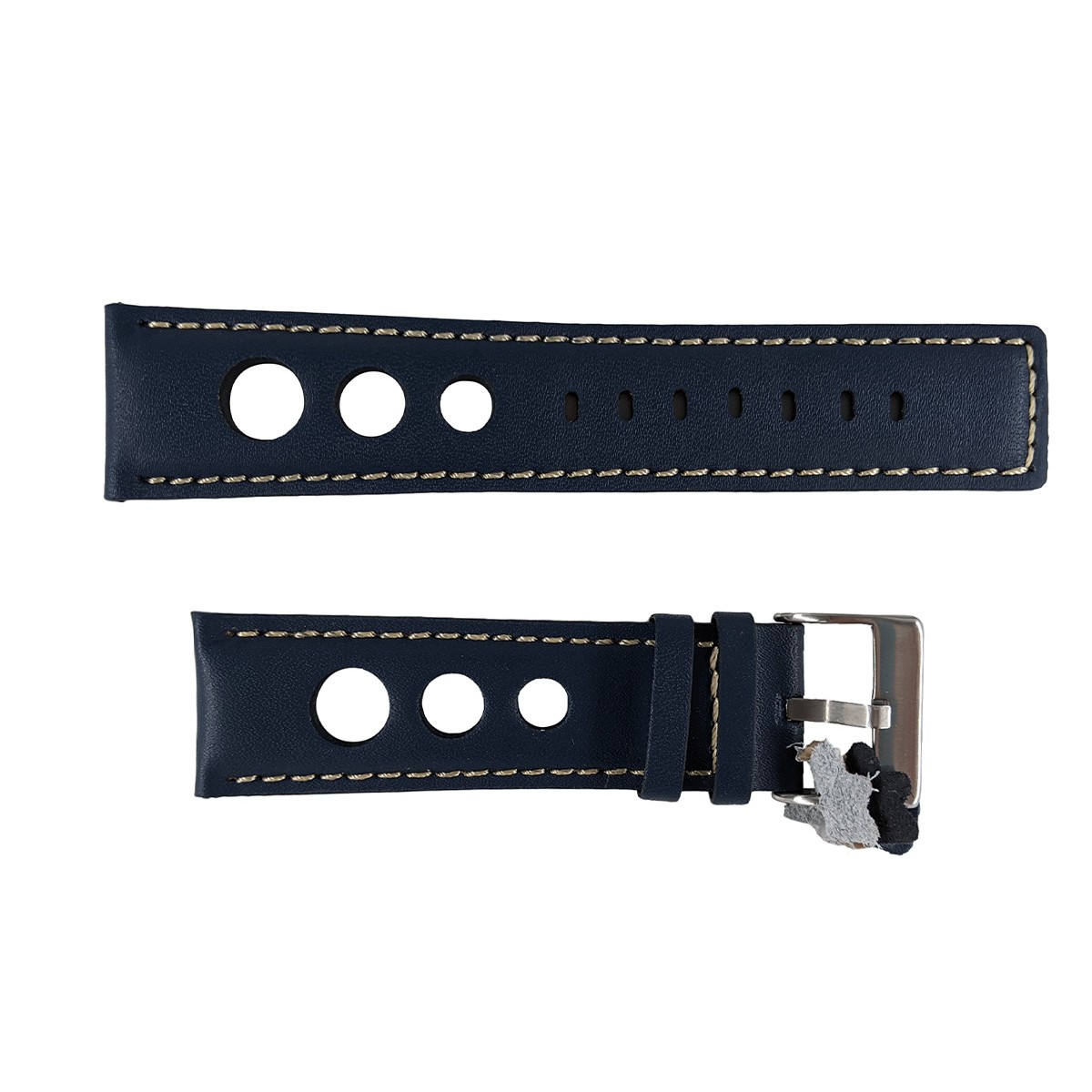 Leather watch strap, Rally model, 24mm, Blue, CP00P355.24.05