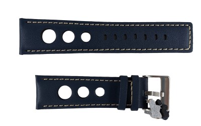 Rally racing leather watch strap, 24mm, Blue, CP00P355.24.05