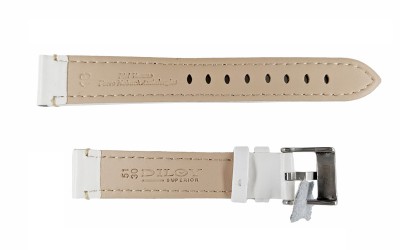 Smooth leather watch strap with stitching, 18mm, White, CP000373.18.22