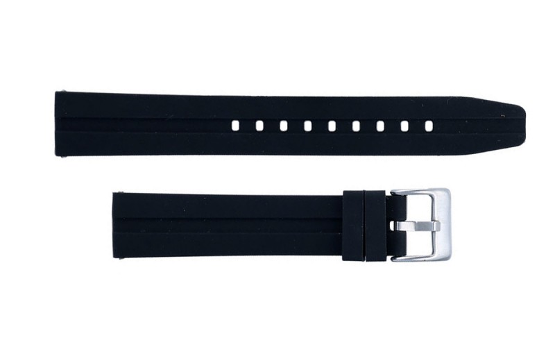 Silicone watch strap, Extra Long, 20mm, Black, CSSBR03L.20.01