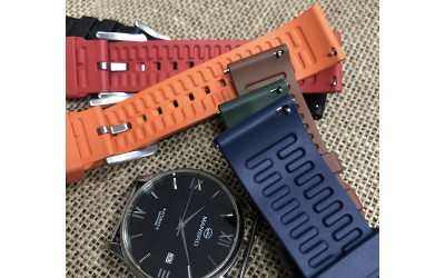 Sporty FKM rubber watch strap, 24mm, Red, JP-RWB0002-24P-4A