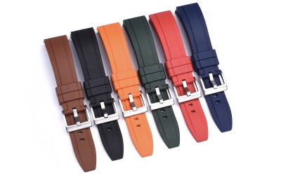 Premium grade FKM rubber watch strap, 24mm, Orange, JP-RWB041-24P-4A2