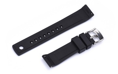 Sporty FKM rubber watch strap with locking feature, 22mm, Black, JP-RWB042-22P-1A
