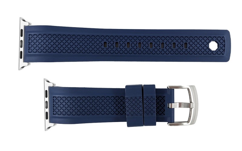 FKM rubber Apple Watch strap with locking feature, 22mm, Blue, iJP-RWB042-22P-2A