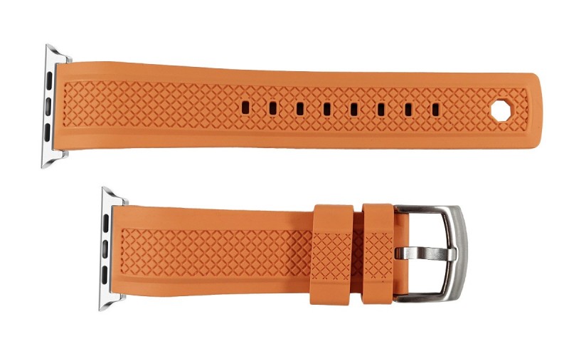FKM rubber Apple Watch strap with locking feature, 22mm, Orange, iJP-RWB042-22P-4A2