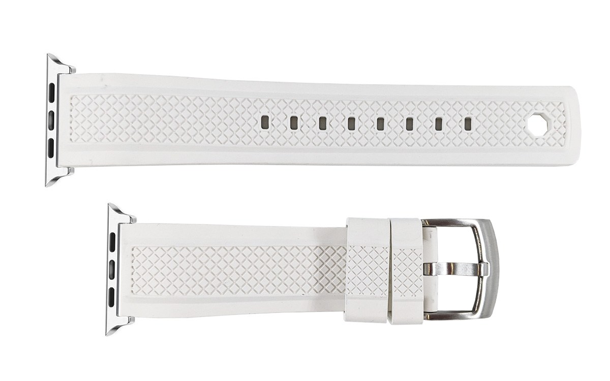 FKM rubber Apple Watch strap with locking feature, 22mm, White, iJP-RWB042-22P-7A