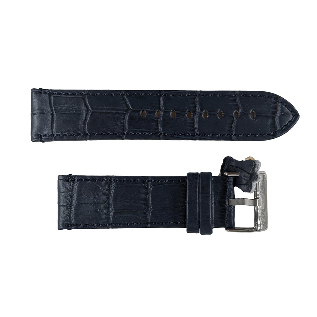 Crocodile Print Leather Watch Strap, 24mm, Blue, CP000361.24.05
