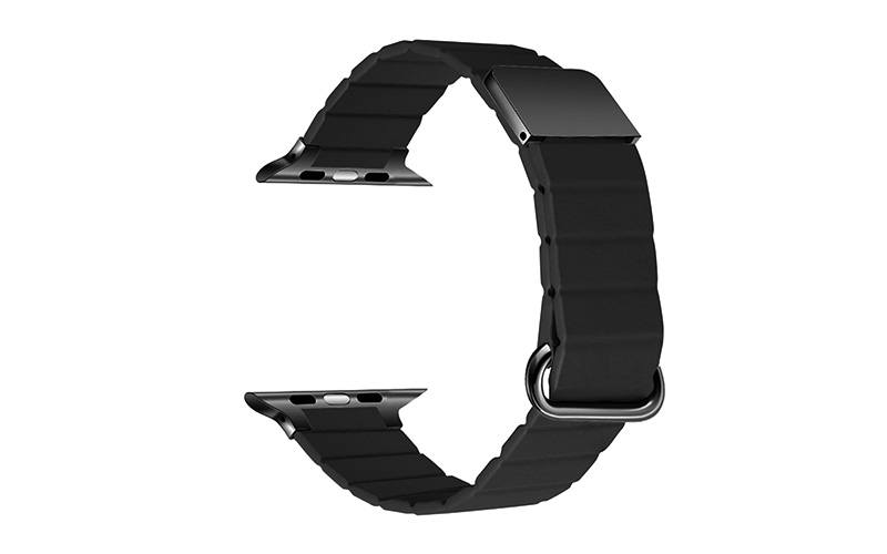 Microfiber leather strap with magnetic closure for Apple Watch 42/44/45/49 mm, Black, RSP-39-00A-1