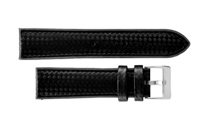 Hybrid silicone watch strap with carbon-like texture, 22mm, Black, CP000400.22.01