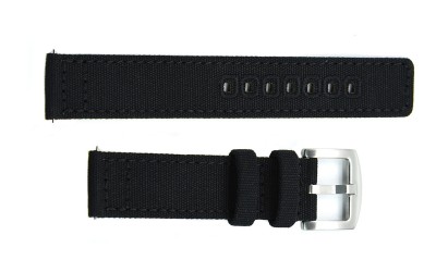 Canvas cotton washable watch strap, 20mm, Black, JP-CWB007-20C-1A