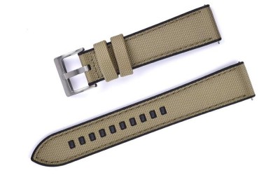 Hybrid-Uhrenarmband aus Segeltuch und FKM-Kautschuk, 20 mm, Beige