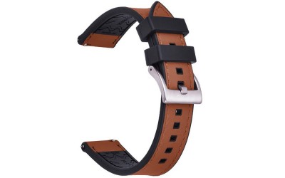 Hybrid Leather FKM Rubber Watch Strap, 22 mm, Brown, JP-RWB086-22PL-5A