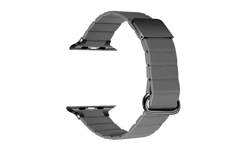 Microfiber leather strap with magnetic closure for Apple Watch 42/44/45/49 mm, Grey, RSP-39-00A-2