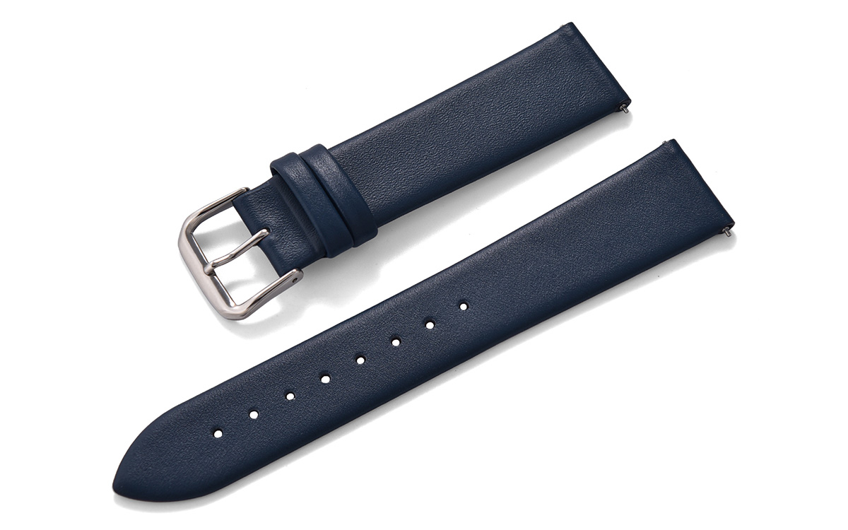 Ultra-thin genuine leather watch strap, 12 mm, Blue