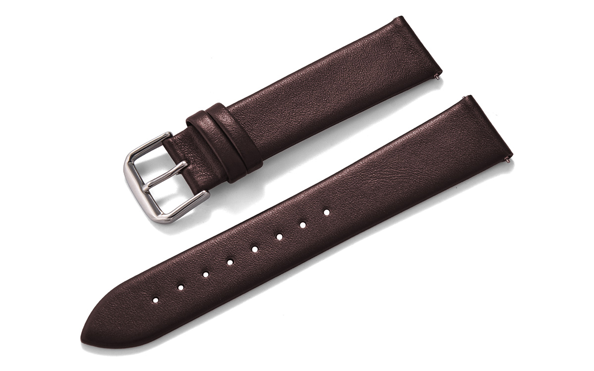 Ultra-thin genuine leather watch strap, 12 mm, Brown