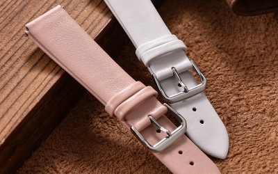 Ultra-thin genuine leather watch strap, 12 mm, Pink