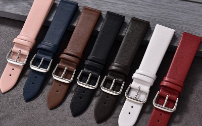 Ultra-thin genuine leather watch strap, 12 mm, Pink