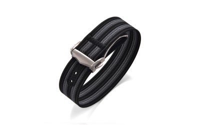 Woven nylon watch strap, 20 mm, Black/Grey