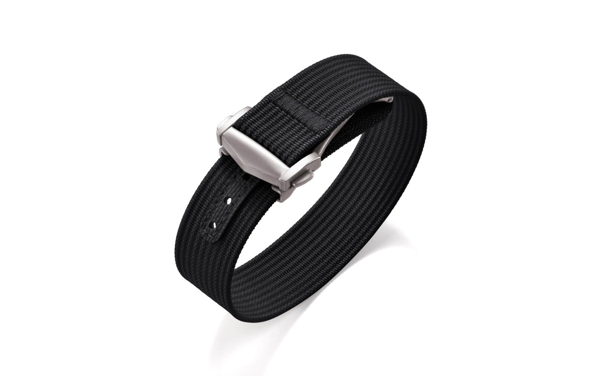 Woven nylon watch strap, 22 mm, Black