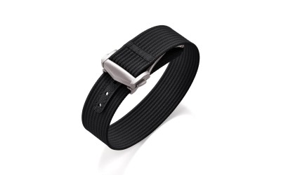 Woven nylon watch strap, 22 mm, Black