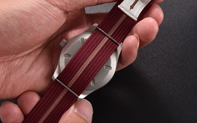 Woven nylon watch strap, 22 mm, Black