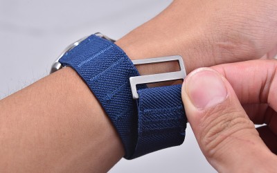 Elastic one-piece nylon watch strap, 20 mm, Blue