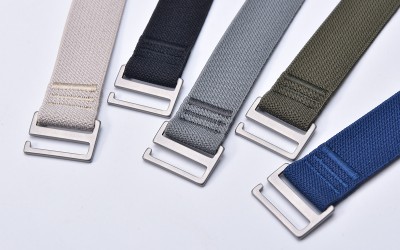 Elastic one-piece nylon watch strap, 22 mm, Beige