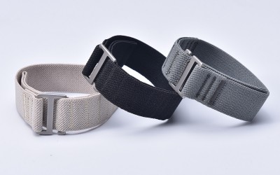 Elastic one-piece nylon watch strap, 22 mm, Beige
