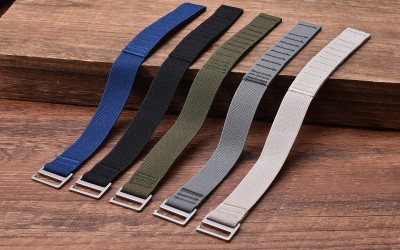 Elastic one-piece nylon watch strap, 22 mm, Green