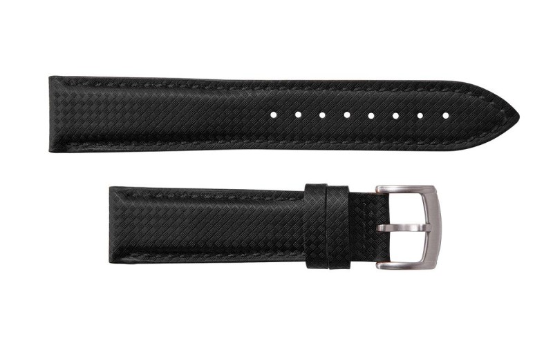 Padded FKM & Waterproof Leather Watch Strap, 20 mm, Black Padded FKM & Waterproof Leather Watch Strap, 20 mm, Black