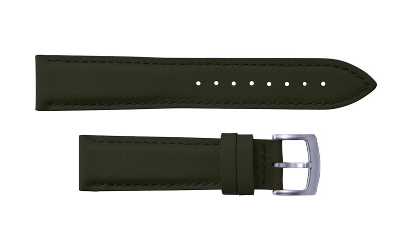 Padded FKM & Waterproof Leather Watch Strap, 20 mm, Green Padded FKM & Waterproof Leather Watch Strap, 20 mm, Green