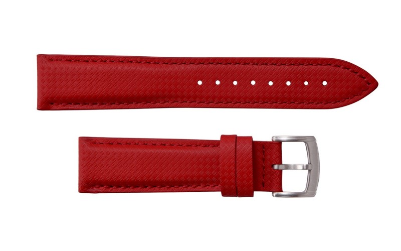 Padded FKM & Waterproof Leather Watch Strap, 20 mm, Red Padded FKM & Waterproof Leather Watch Strap, 20 mm, Red