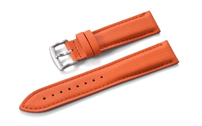 Padded FKM & Waterproof Leather Watch Strap, 22 mm, Orange