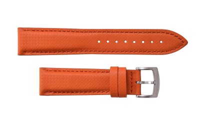 Padded FKM & Waterproof Leather Watch Strap, 22 mm, Orange