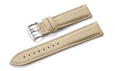 Padded FKM & Waterproof Leather Watch Strap, 18 mm, Beige