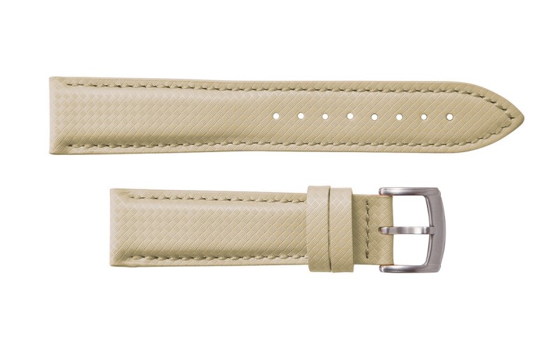 Padded FKM & Waterproof Leather Watch Strap, 18 mm, Beige Padded FKM & Waterproof Leather Watch Strap, 18 mm, Beige