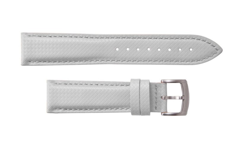Padded FKM & Waterproof Leather Watch Strap, 18 mm, White Padded FKM & Waterproof Leather Watch Strap, 18 mm, White