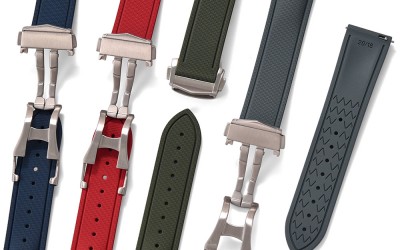 FKM rubber watch strap with fabric texture, 22 mm, Blue