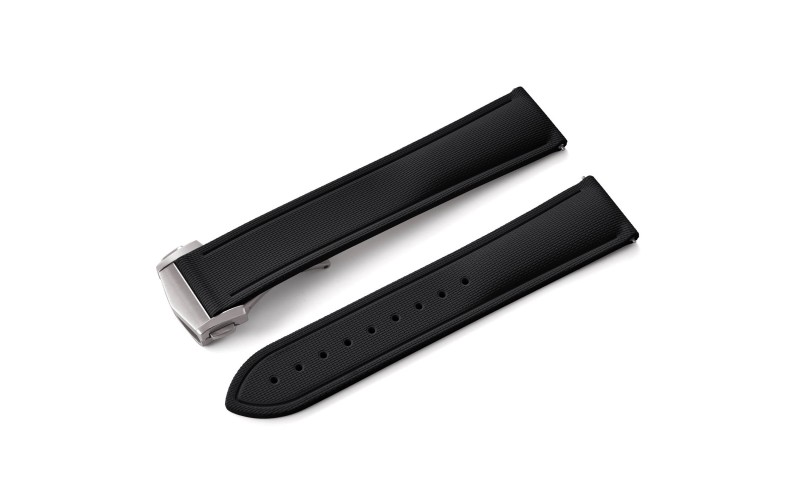 FKM rubber watch strap with fabric texture, 22 mm, Black FKM rubber watch strap with fabric texture, 22 mm, Black