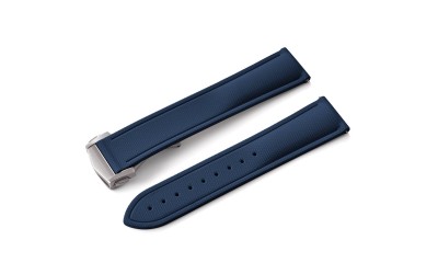 FKM rubber watch strap with fabric texture, 22 mm, Blue