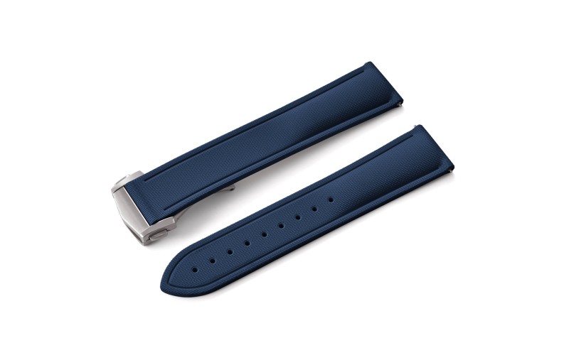 FKM rubber watch strap with fabric texture, 22 mm, Blue FKM rubber watch strap with fabric texture, 22 mm, Blue