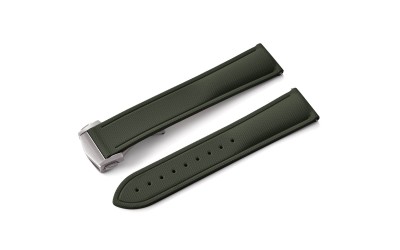 FKM rubber watch strap with fabric texture, 22 mm, Green