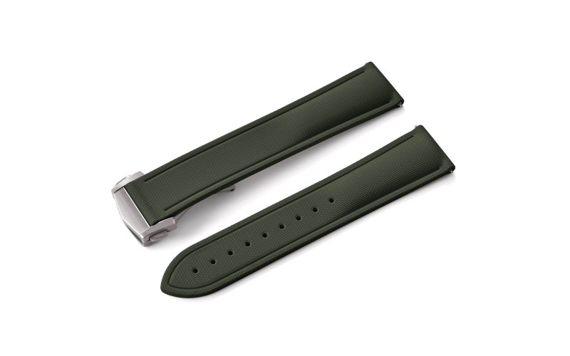 FKM rubber watch strap with fabric texture, 22 mm, Green FKM rubber watch strap with fabric texture, 22 mm, Green
